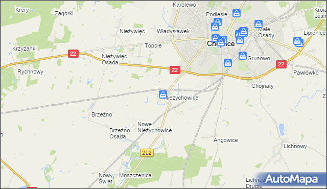 mapa Nieżychowice, Nieżychowice na mapie Targeo