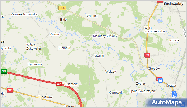 mapa Niwiski, Niwiski na mapie Targeo