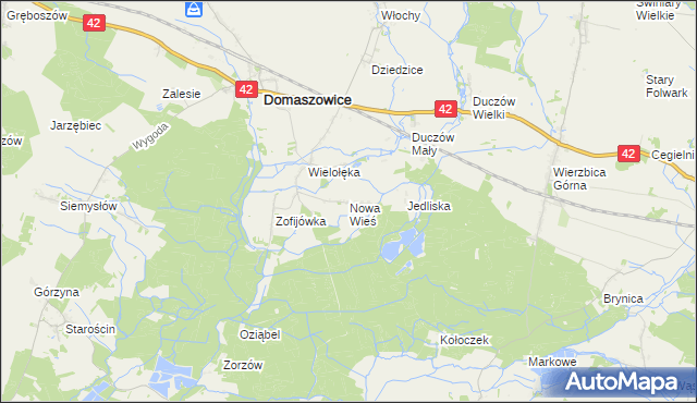 mapa Nowa Wieś gmina Domaszowice, Nowa Wieś gmina Domaszowice na mapie Targeo