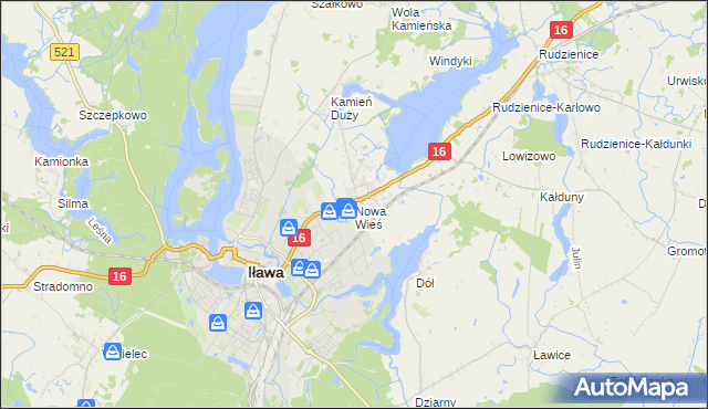 mapa Nowa Wieś gmina Iława, Nowa Wieś gmina Iława na mapie Targeo