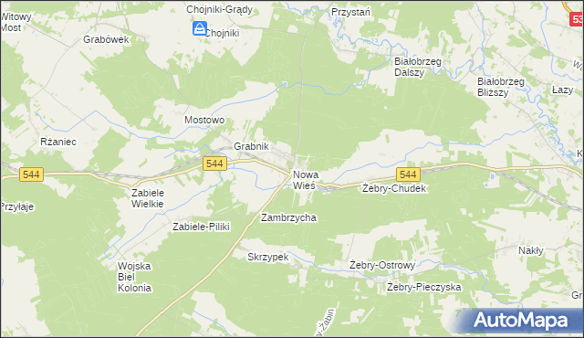 mapa Nowa Wieś gmina Olszewo-Borki, Nowa Wieś gmina Olszewo-Borki na mapie Targeo