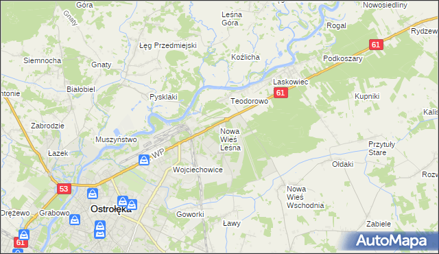 mapa Nowa Wieś Leśna, Nowa Wieś Leśna na mapie Targeo