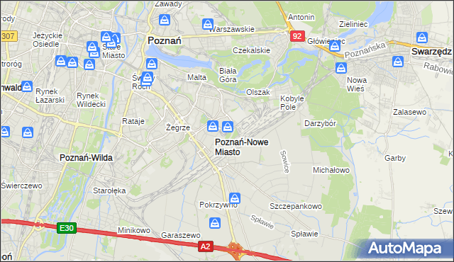 mapa Nowe Miasto gmina Poznań, Nowe Miasto gmina Poznań na mapie Targeo