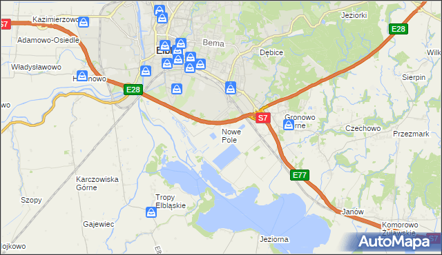 mapa Nowe Pole gmina Elbląg, Nowe Pole gmina Elbląg na mapie Targeo