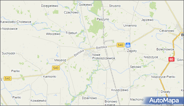 mapa Nowe Proboszczewice, Nowe Proboszczewice na mapie Targeo