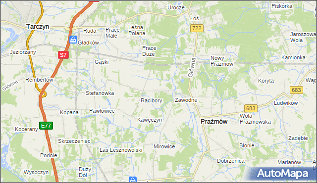 mapa Nowe Racibory gmina Tarczyn, Nowe Racibory gmina Tarczyn na mapie Targeo