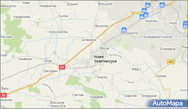 mapa Nowe Skalmierzyce, Nowe Skalmierzyce na mapie Targeo