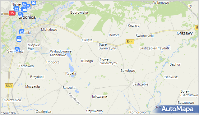 mapa Nowe Świerczyny, Nowe Świerczyny na mapie Targeo
