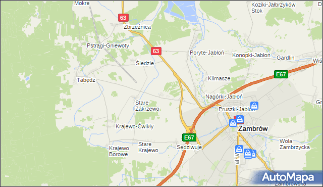 mapa Nowe Zakrzewo, Nowe Zakrzewo na mapie Targeo