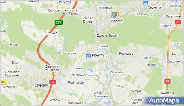 mapa Nowiny gmina Sitkówka-Nowiny, Nowiny gmina Sitkówka-Nowiny na mapie Targeo