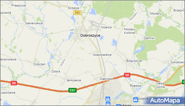 mapa Nowosiedlice, Nowosiedlice na mapie Targeo