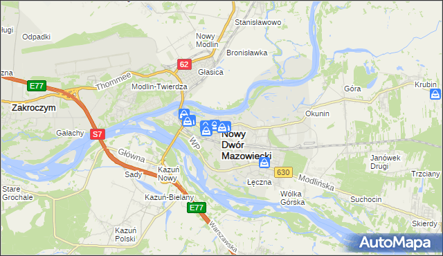 mapa Nowy Dwór Mazowiecki, Nowy Dwór Mazowiecki na mapie Targeo
