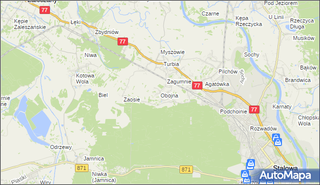 mapa Obojna, Obojna na mapie Targeo