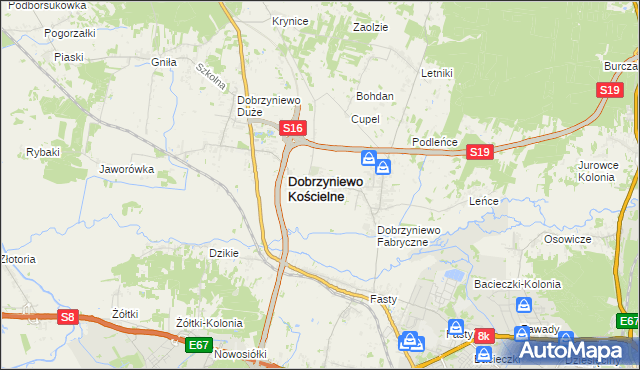 mapa Ogrodniki gmina Dobrzyniewo Duże, Ogrodniki gmina Dobrzyniewo Duże na mapie Targeo