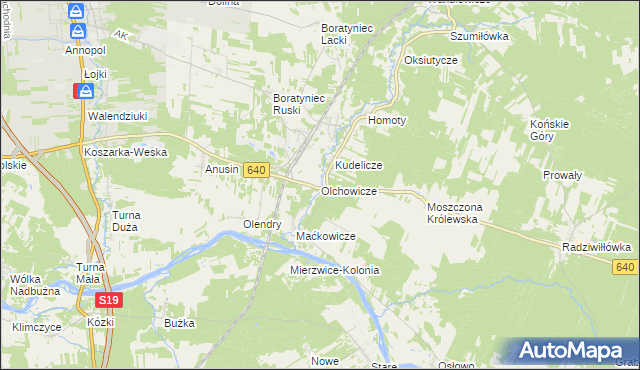 mapa Olchowicze, Olchowicze na mapie Targeo