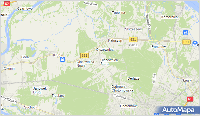 mapa Olszewnica Stara, Olszewnica Stara na mapie Targeo