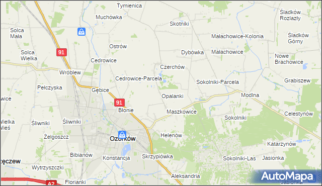 mapa Opalanki gmina Ozorków, Opalanki gmina Ozorków na mapie Targeo