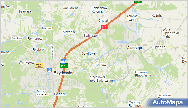 mapa Orłów gmina Jastrząb, Orłów gmina Jastrząb na mapie Targeo