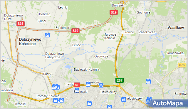 mapa Osowicze, Osowicze na mapie Targeo
