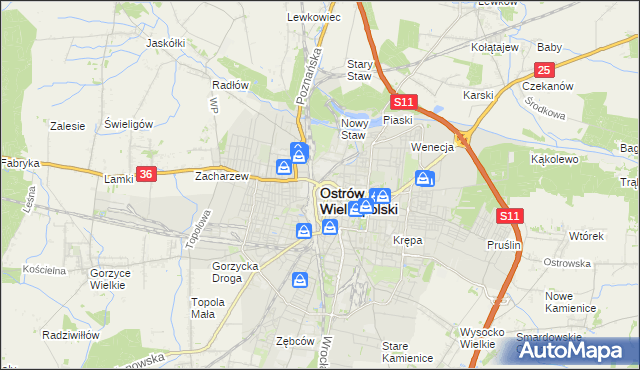 mapa Ostrów Wielkopolski, Ostrów Wielkopolski na mapie Targeo