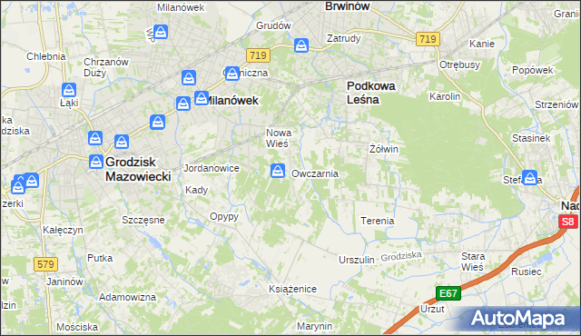 mapa Owczarnia gmina Brwinów, Owczarnia gmina Brwinów na mapie Targeo