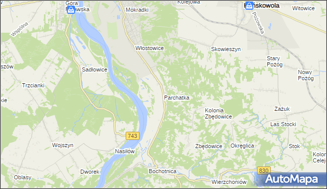 mapa Parchatka, Parchatka na mapie Targeo