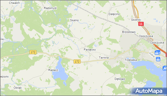 mapa Parsęcko, Parsęcko na mapie Targeo