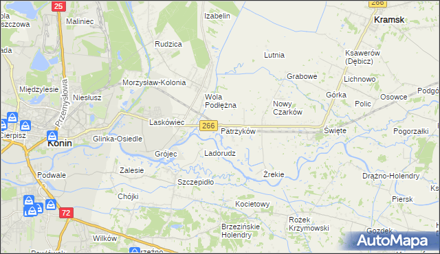 mapa Patrzyków gmina Kramsk, Patrzyków gmina Kramsk na mapie Targeo