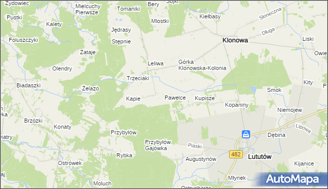 mapa Pawelce, Pawelce na mapie Targeo