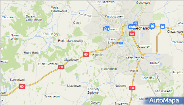 mapa Pęchcin, Pęchcin na mapie Targeo