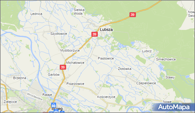mapa Piastowice gmina Lubsza, Piastowice gmina Lubsza na mapie Targeo