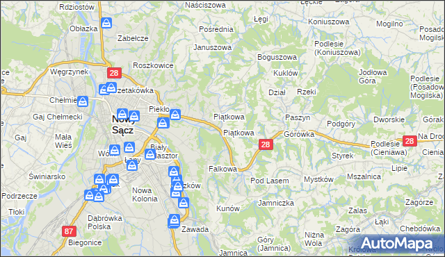 mapa Piątkowa gmina Chełmiec, Piątkowa gmina Chełmiec na mapie Targeo