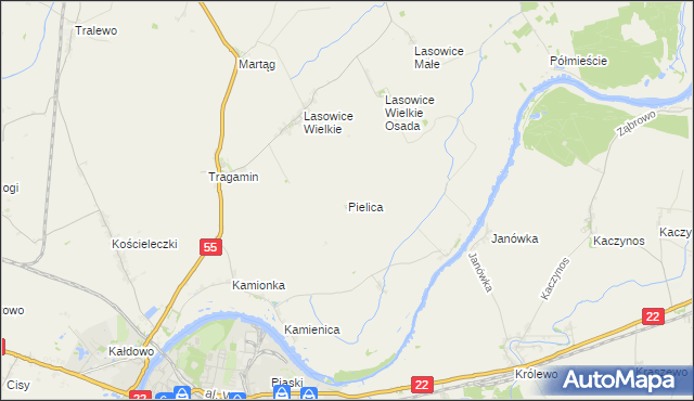 mapa Pielica, Pielica na mapie Targeo