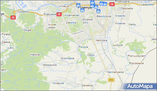 mapa Pikulice, Pikulice na mapie Targeo