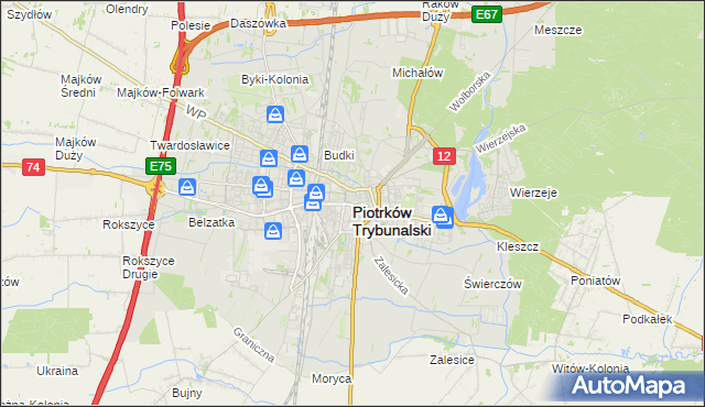 mapa Piotrków Trybunalski, Piotrków Trybunalski na mapie Targeo