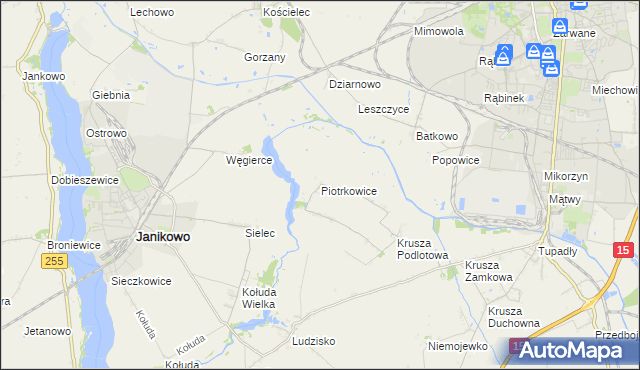 mapa Piotrkowice gmina Inowrocław, Piotrkowice gmina Inowrocław na mapie Targeo