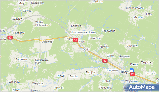 mapa Płaczków, Płaczków na mapie Targeo