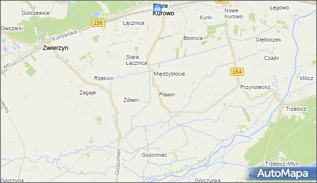 mapa Pławin gmina Stare Kurowo, Pławin gmina Stare Kurowo na mapie Targeo