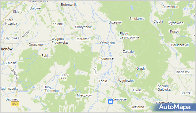 mapa Plugawice, Plugawice na mapie Targeo