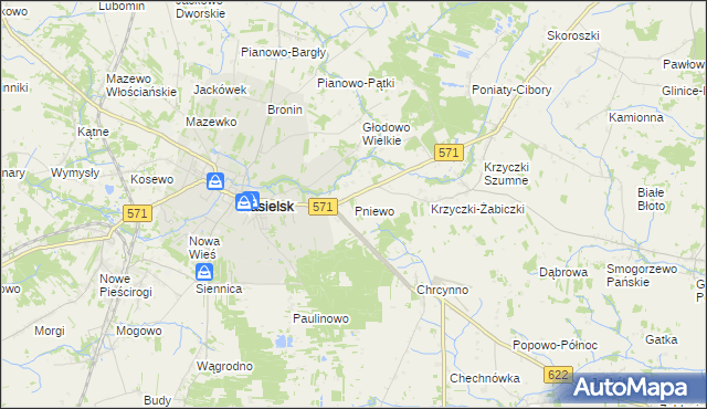 mapa Pniewo gmina Nasielsk, Pniewo gmina Nasielsk na mapie Targeo