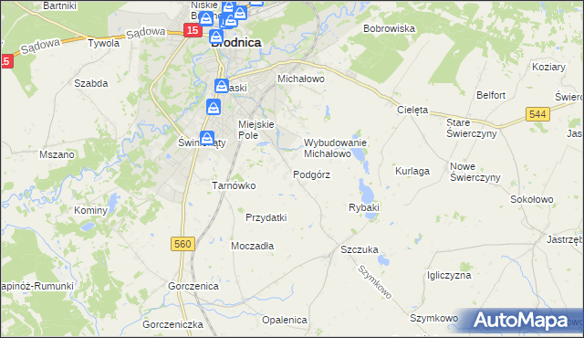 mapa Podgórz gmina Brodnica, Podgórz gmina Brodnica na mapie Targeo