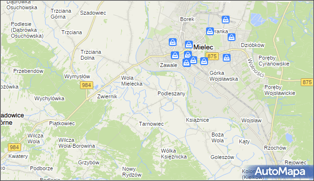 mapa Podleszany, Podleszany na mapie Targeo