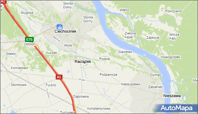 mapa Podole gmina Raciążek, Podole gmina Raciążek na mapie Targeo
