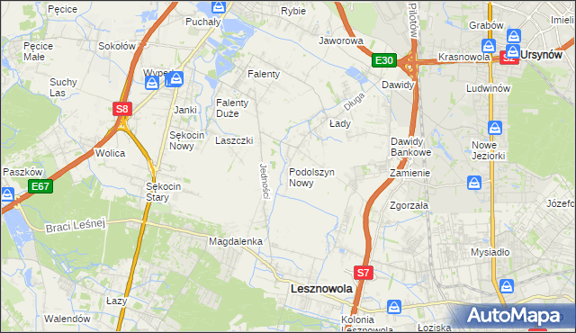 mapa Podolszyn Nowy, Podolszyn Nowy na mapie Targeo