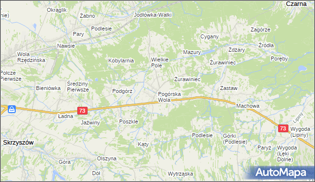 mapa Pogórska Wola, Pogórska Wola na mapie Targeo