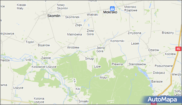 mapa Poręby gmina Mokrsko, Poręby gmina Mokrsko na mapie Targeo