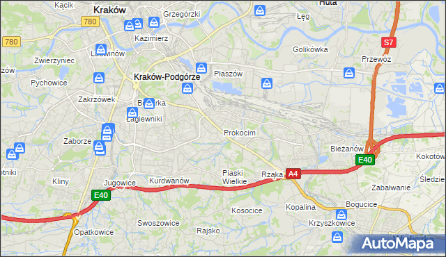 mapa Prokocim, Prokocim na mapie Targeo