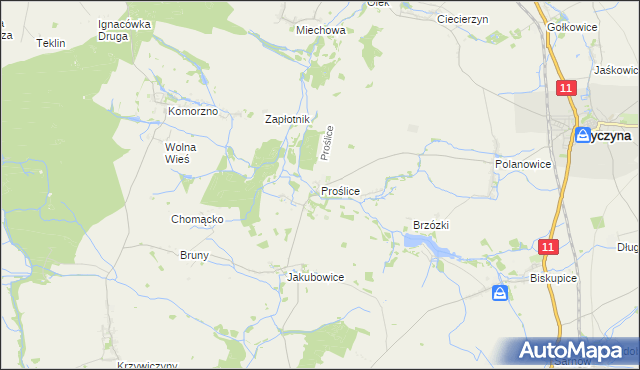 mapa Proślice, Proślice na mapie Targeo