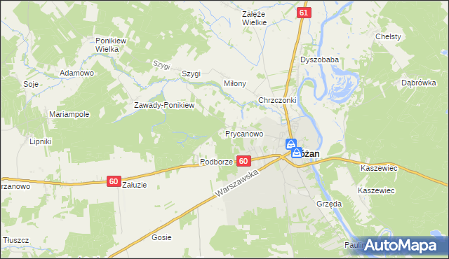 mapa Prycanowo, Prycanowo na mapie Targeo