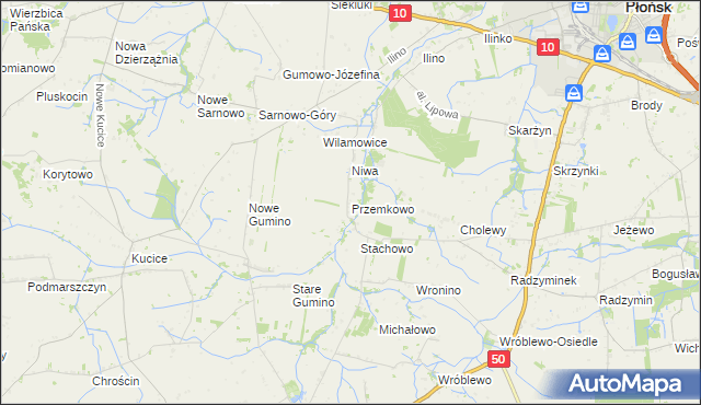 mapa Przemkowo gmina Dzierzążnia, Przemkowo gmina Dzierzążnia na mapie Targeo